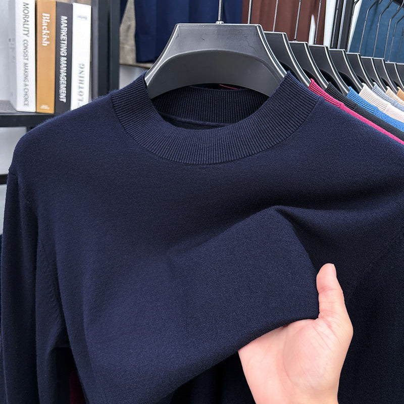 2025 Autumn and Winter Men's Stand Collar Cashmere Casual T-shirt