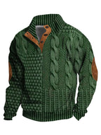 Men's Casual Retro Cashmere Stand Collar Button Sweatshirt