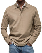 CLEARANCE🔥 Men's Everyday Comfort Lapel Button Casual Long Sleeve POLO Shirt