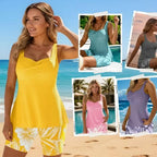 📦📦Two-piece Body Covering Surplice Tankini Printed Boxer Swimsuit