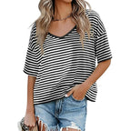📦📦Womens Summer V Neck T Shirts Casual Short Sleeve Flowy Tops Cute Loose Fit Basic Tees Summervibes