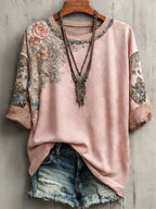 Women's Retro Bohemian Floral Casual T-shirt