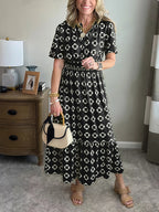 CLEARANCE🔥 Summer Elastic Waistband Printed Dress