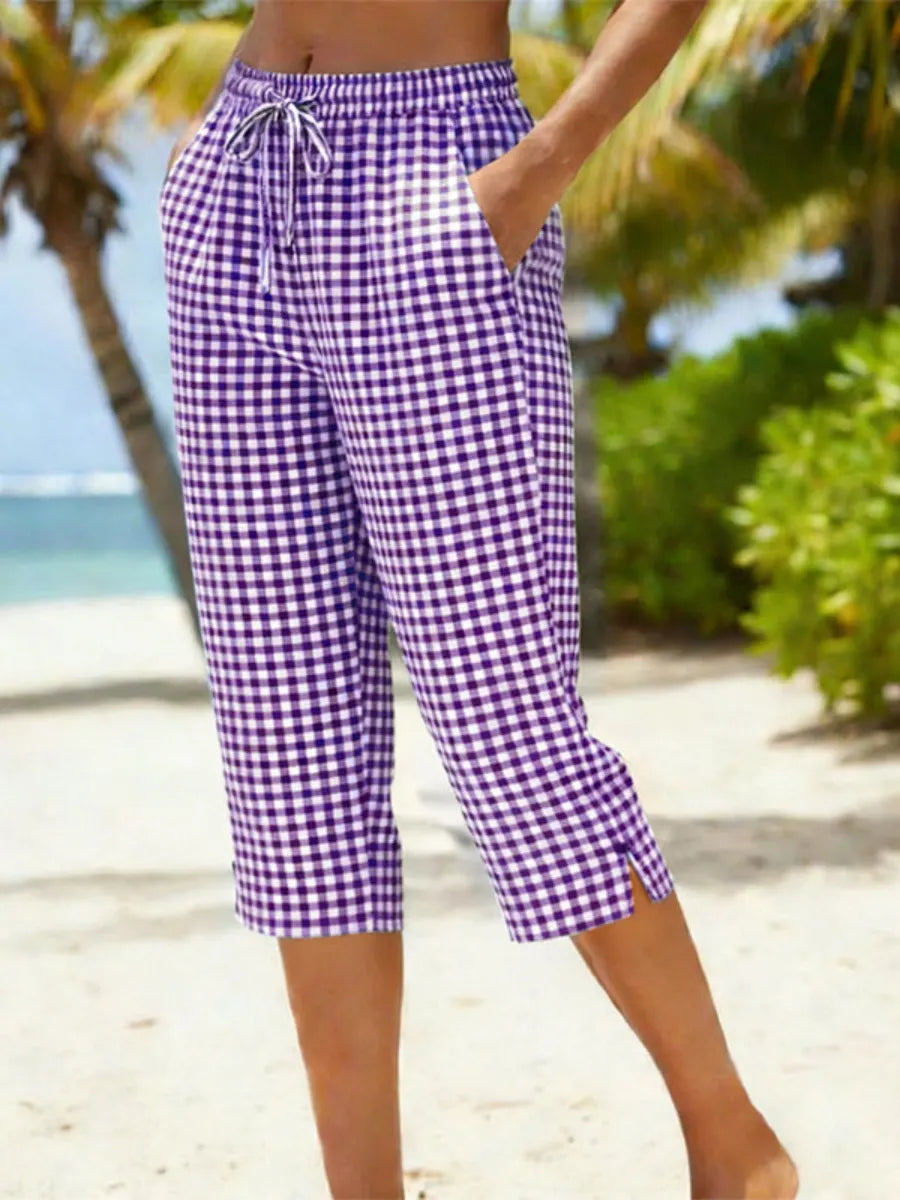 📦📦Women'S Summer Plaid Capri Pants