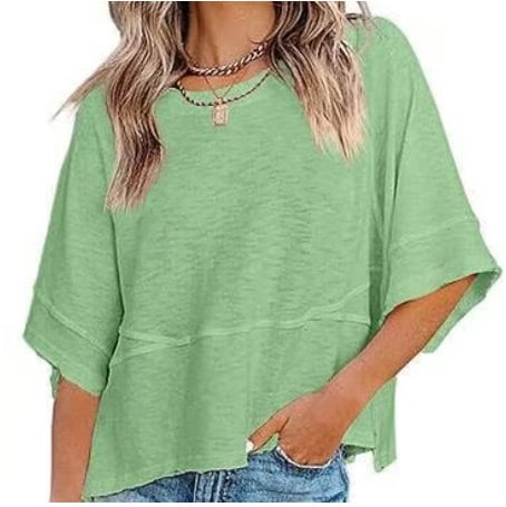 📦📦Panel Solid Color Flared Sleeve T-Shirt