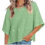 📦📦Panel Solid Color Flared Sleeve T-Shirt