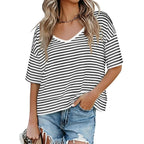 📦📦Womens Summer V Neck T Shirts Casual Short Sleeve Flowy Tops Cute Loose Fit Basic Tees Summervibes