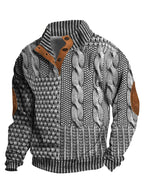 Men's Casual Retro Cashmere Stand Collar Button Sweatshirt