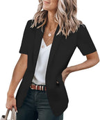 📦📦Women's Short Sleeve Casual Blazer Lapel Open Front Work Office Jacket