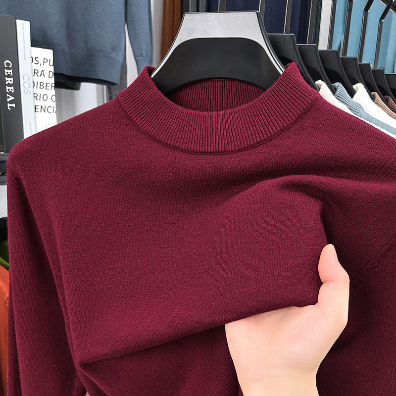 Men's autumn and winter high-quality cashmere solid color stand collar warm sweater