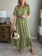 CLEARANCE🔥 Summer Elastic Waistband Printed Dress