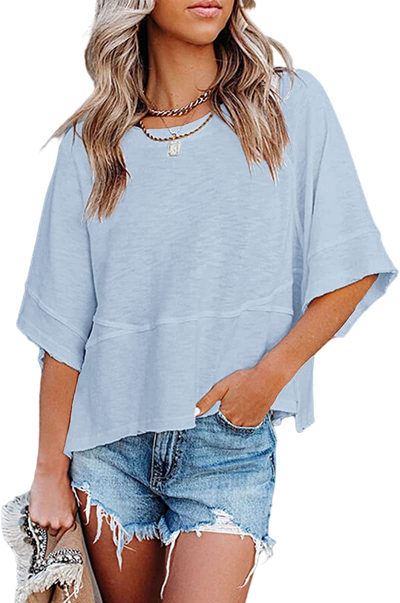 📦📦Panel Solid Color Flared Sleeve T-Shirt