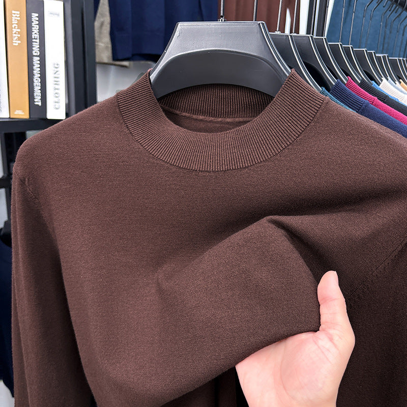 2025 Autumn and Winter Men's Stand Collar Cashmere Casual T-shirt