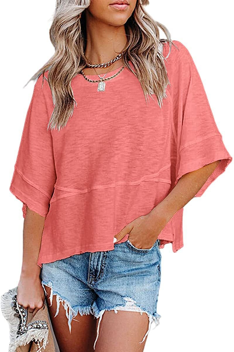 📦📦Panel Solid Color Flared Sleeve T-Shirt