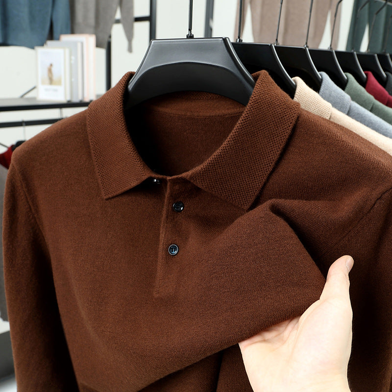Men's New cashmere Classic Knit Polo Sweater