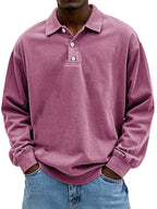 CLEARANCE SALE🔥 Men's Fashion Retro Washed Distressed Cotton Lapel Long Sleeve Polo Shirt