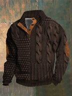 Men's Casual Retro Cashmere Stand Collar Button Sweatshirt