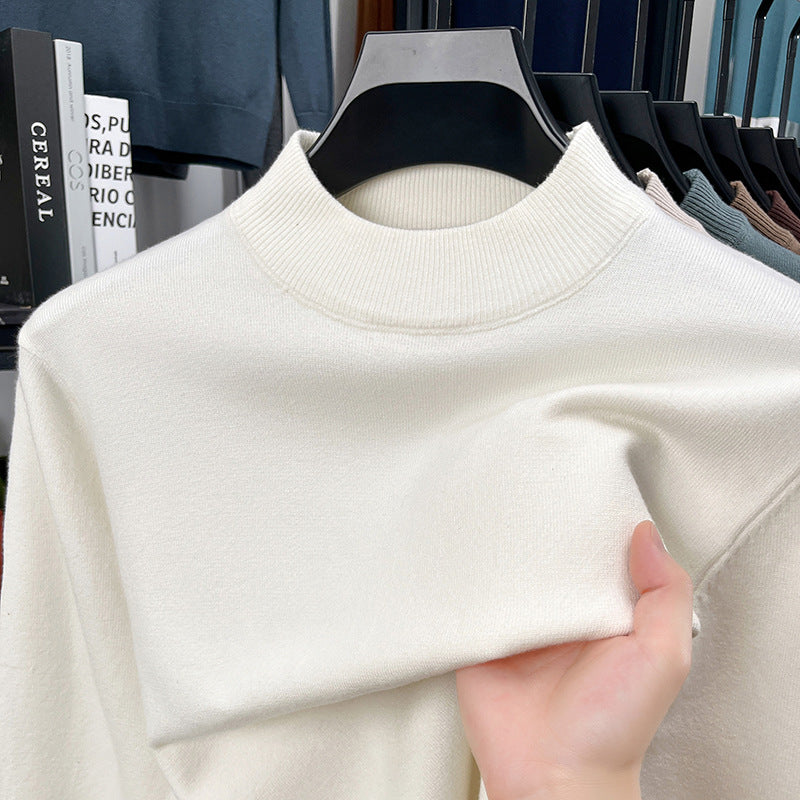 Men's autumn and winter high-quality cashmere solid color stand collar warm sweater