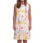 💝💝Women's sleeveless pleated floral dress