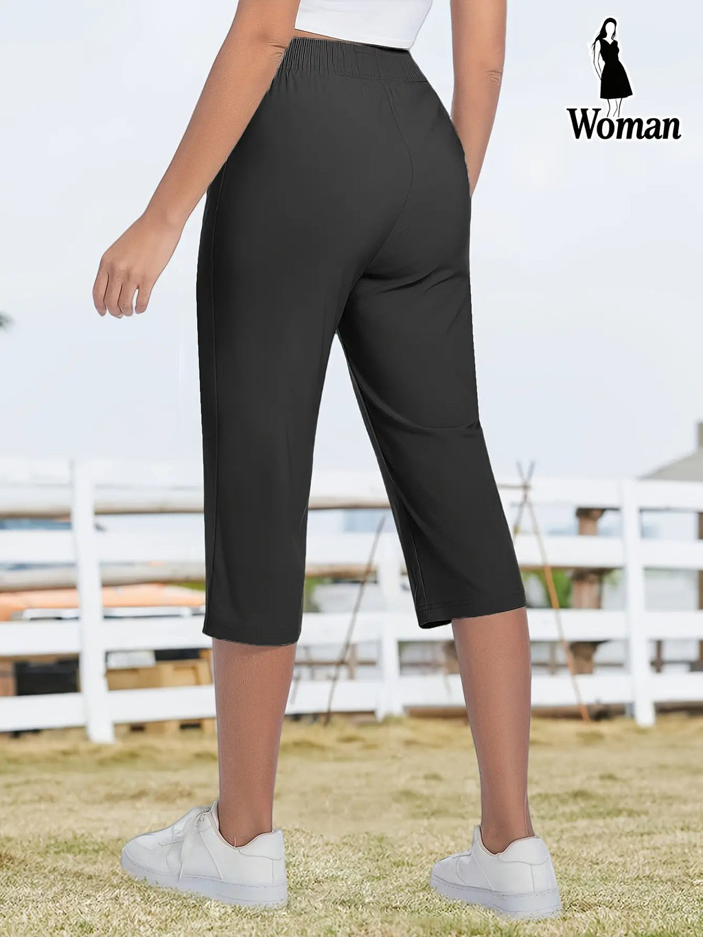 📦📦Women’s Capri Pants – Loose Fit, Summer Drawstring Waist, Zipper Pockets, Breathable High-Stretch Fabric, Suitable for Everyday Wear
