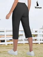 📦📦Women’s Capri Pants – Loose Fit, Summer Drawstring Waist, Zipper Pockets, Breathable High-Stretch Fabric, Suitable for Everyday Wear