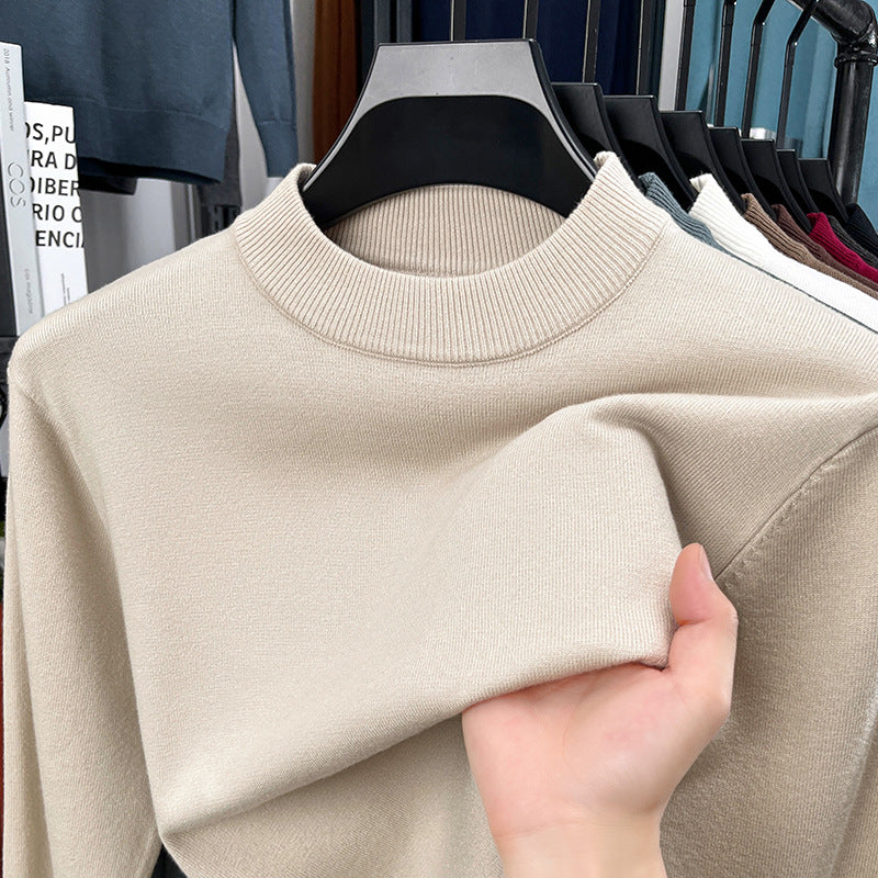 Men's autumn and winter high-quality cashmere solid color stand collar warm sweater