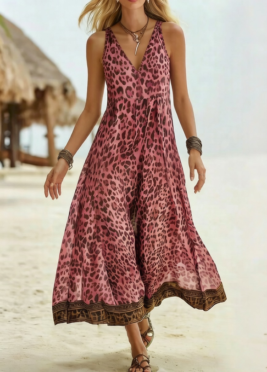 💝💝Women's retro leopard print midi dress