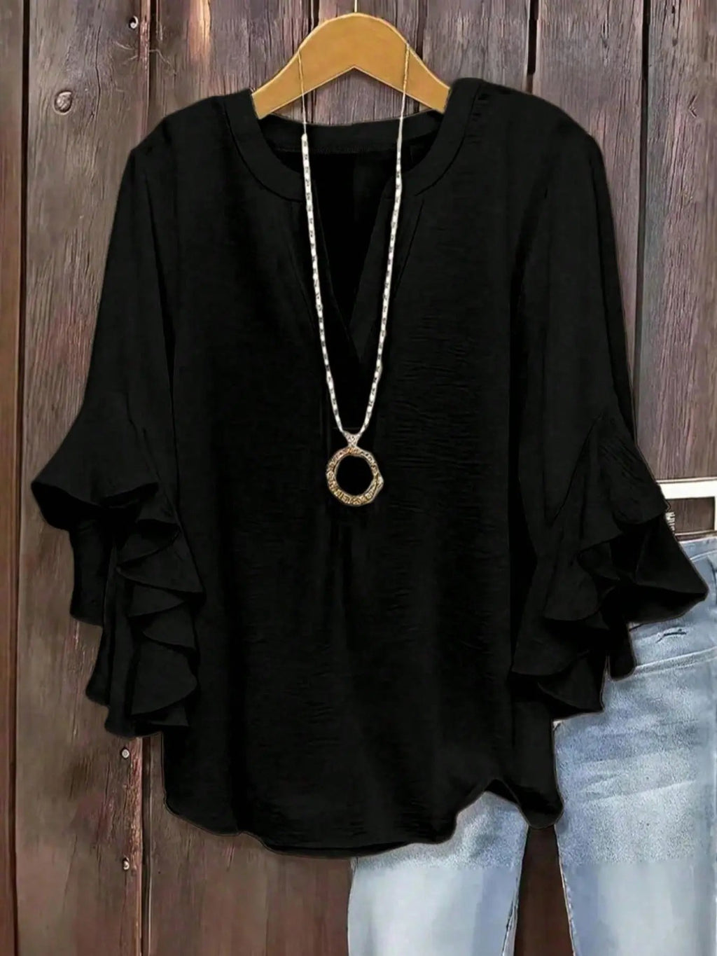 💝💝Women's plus size shirt with puff sleeves and a V-neck, elegant floral pattern, comfortable and stylish, perfect for everyday wear