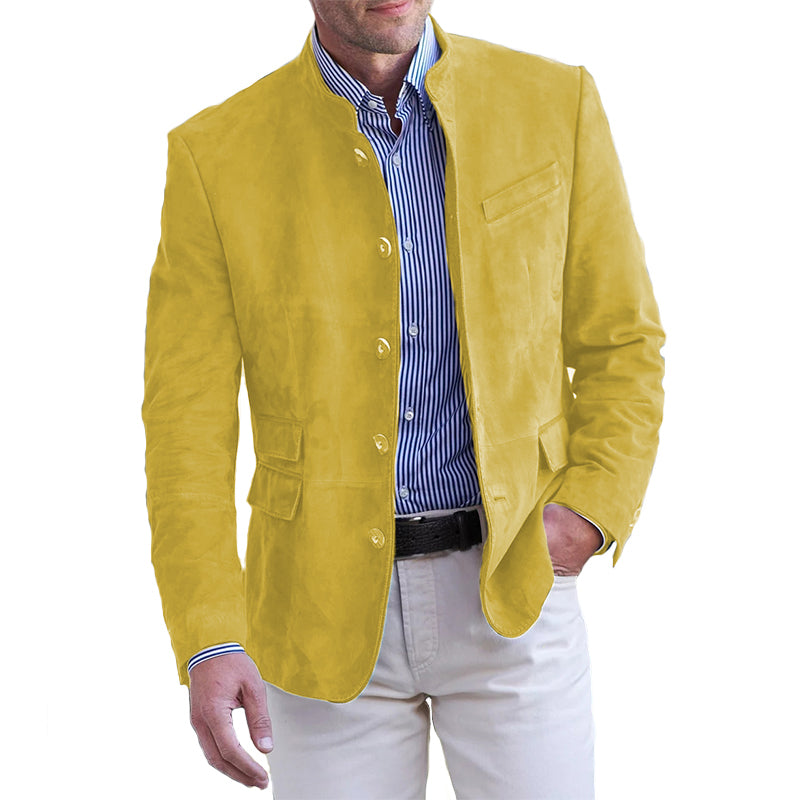 Men's Classic Soild Color Vintage Casual Button Down Jacket