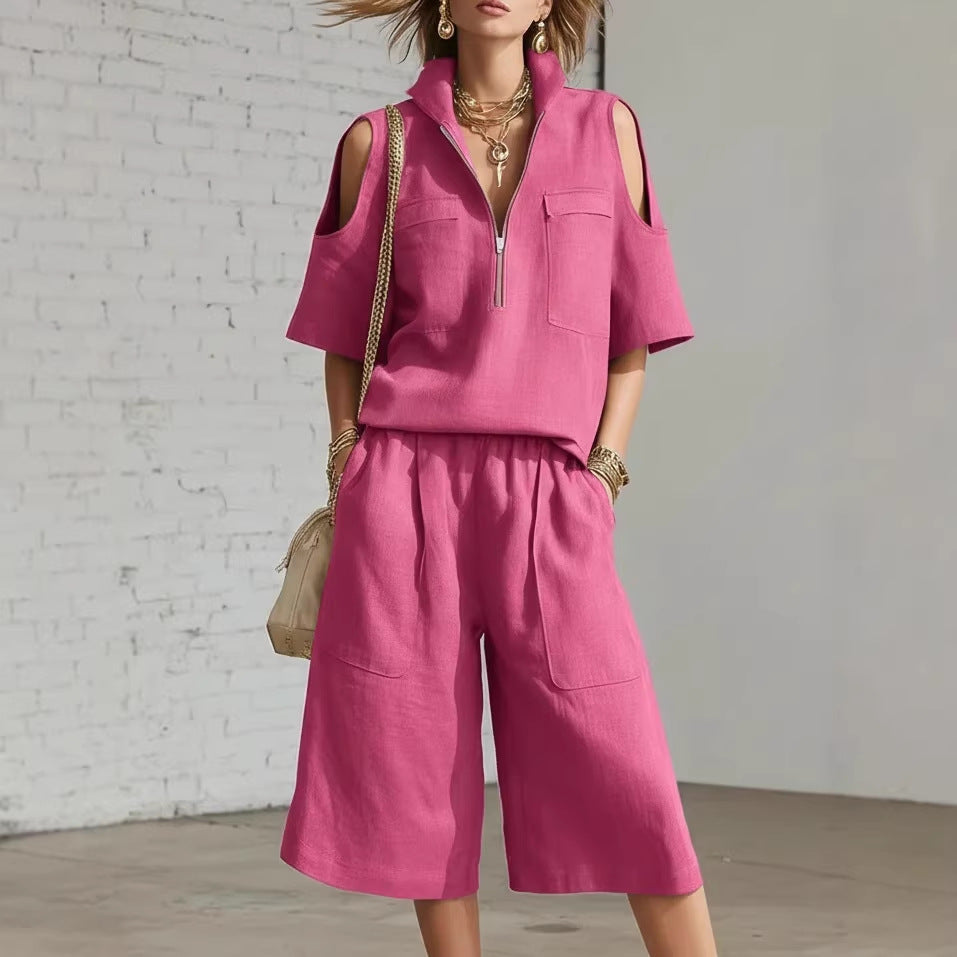 🌷Short-Sleeve Shirt & Loose Shorts Two-Piece Set | Casual