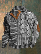 Men's Casual Retro Cashmere Stand Collar Button Sweatshirt