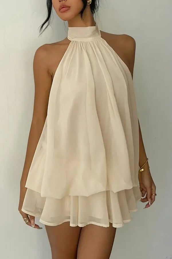💝💝Chiffon Halter Neck Backless Mini Dress | Vacation Style