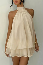 💝💝Chiffon Halter Neck Backless Mini Dress | Vacation Style