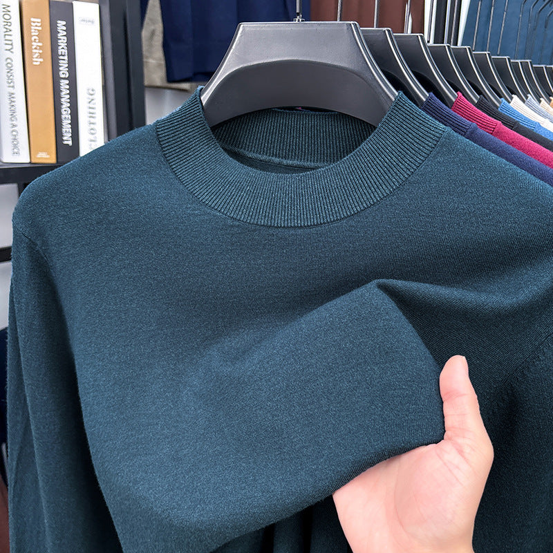 2025 Autumn and Winter Men's Stand Collar Cashmere Casual T-shirt