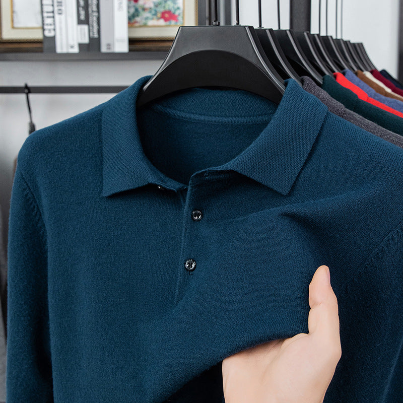 Men's comfortable and fashionable cashmere knitted polo shirt