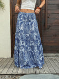 Women Printed Tiered Flared Maxi Skirt