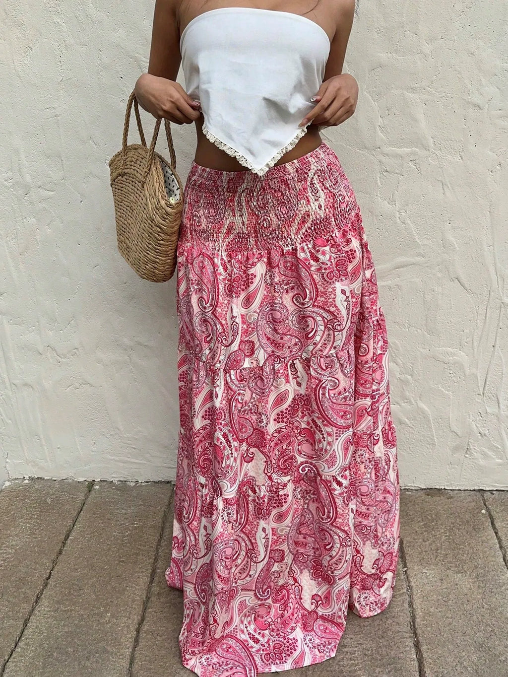 Women Printed Tiered Flared Maxi Skirt
