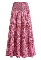 Women Printed Tiered Flared Maxi Skirt