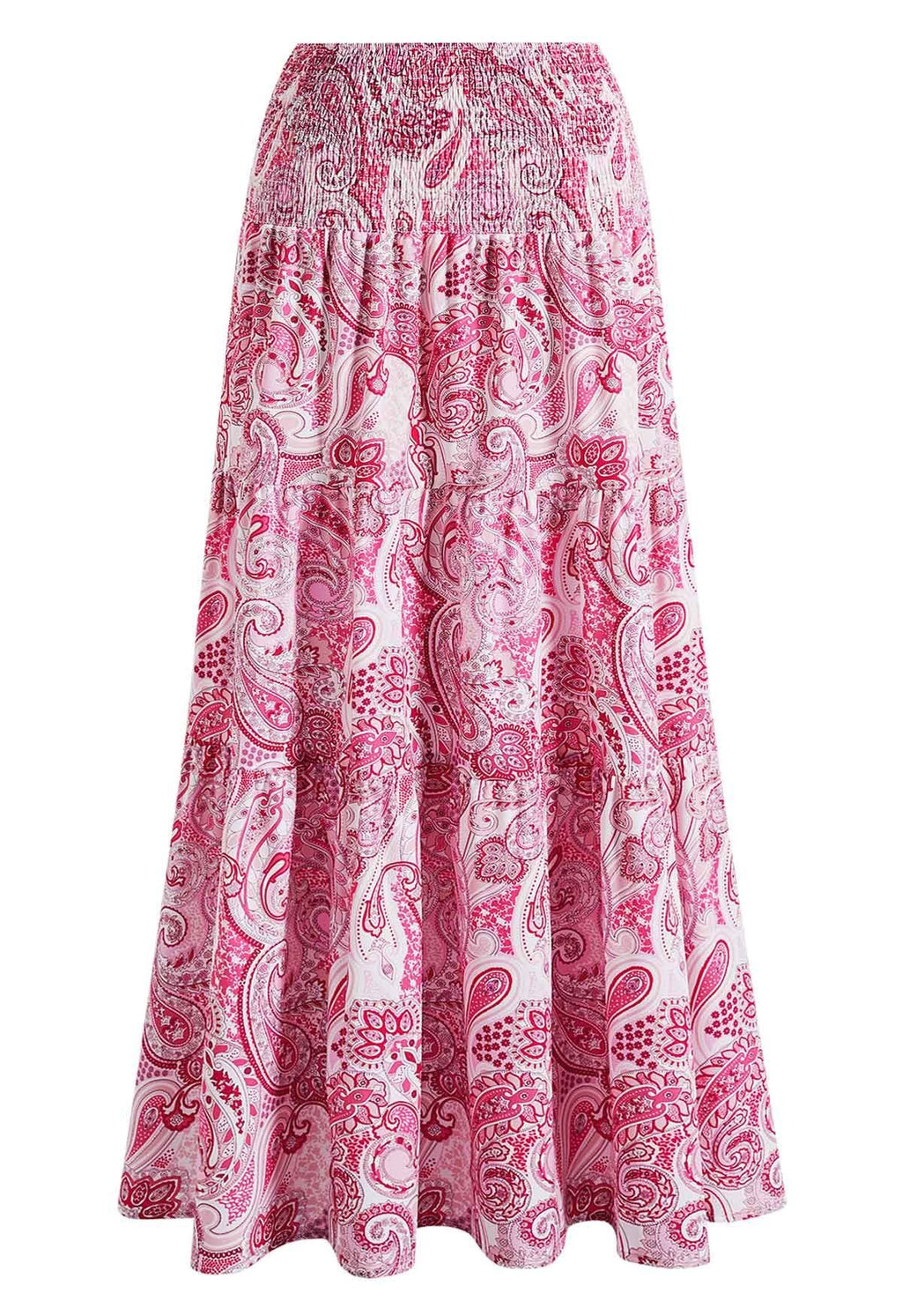 Women Printed Tiered Flared Maxi Skirt