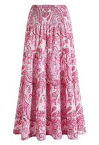 Women Printed Tiered Flared Maxi Skirt