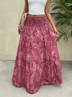 Women Printed Tiered Flared Maxi Skirt