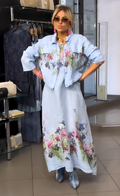 💝💝Floral Meadow Linen-Blend Maxi Dress & Cropped Shirt Set