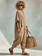 📦📦LAST DAY SAVE 49% ⏰Oversized Linen-look Cotton V-neck Harem Jumpsuit