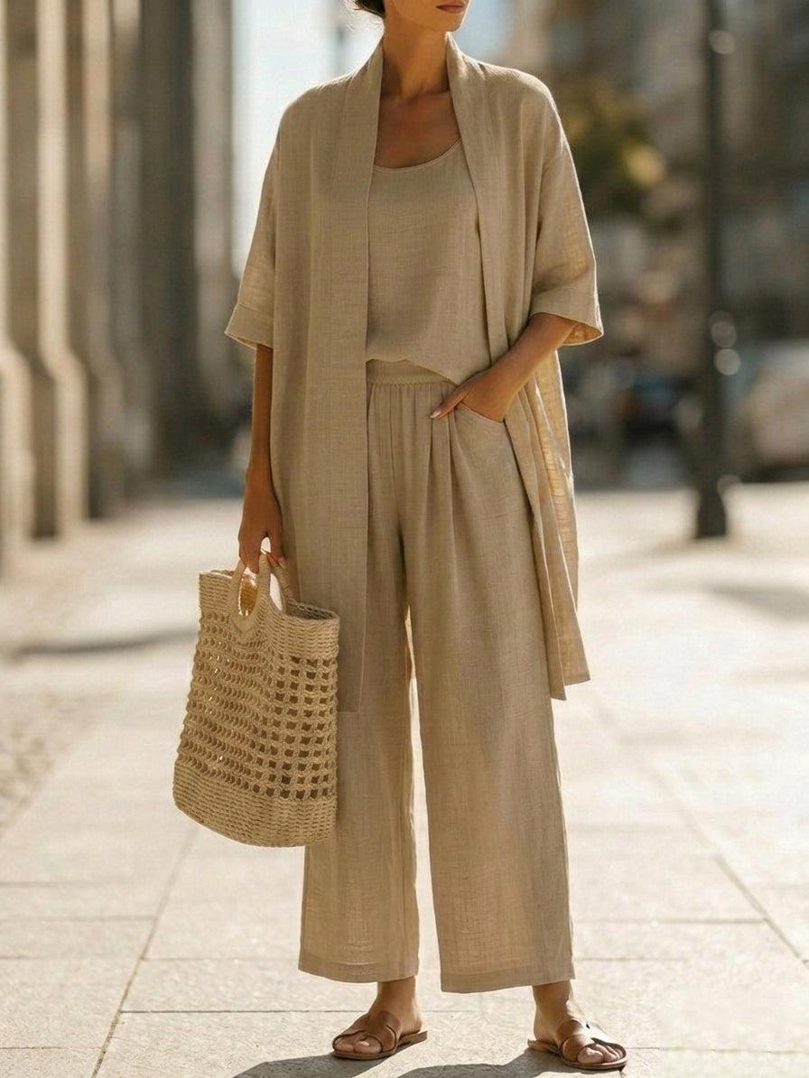 📦📦LAST DAY SAVE 49% ⏰Plus Size Friendly Minimalist Linen-cotton Three-piece Set - Comfortable For Everyday Wear