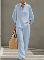 Plus Size Friendly Women's Waffle Two-Piece Set