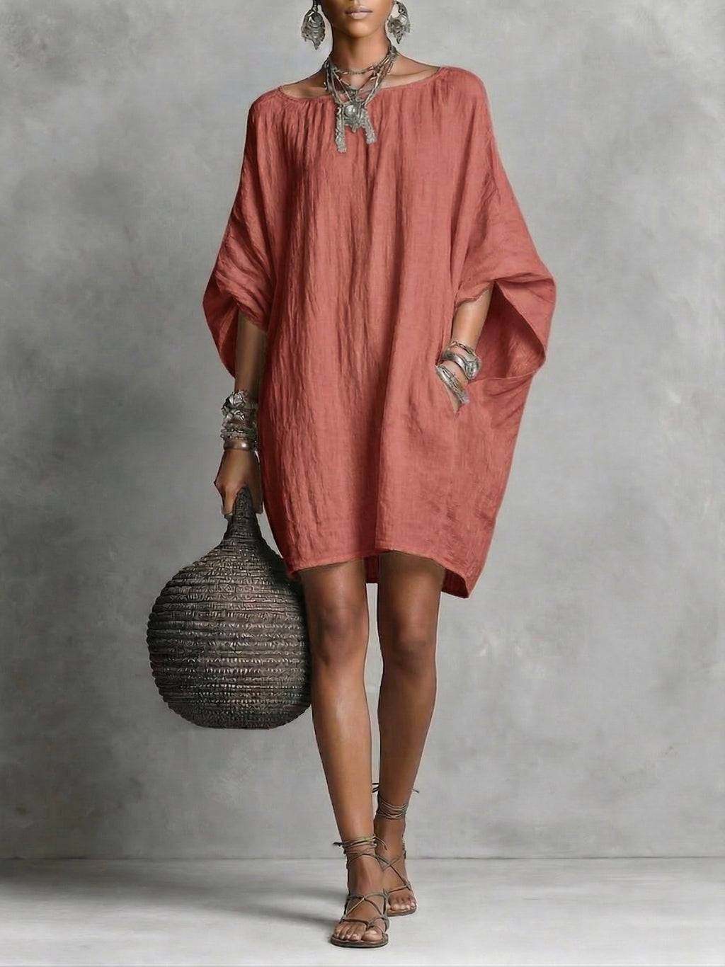 Women Casual cotton and linen dress