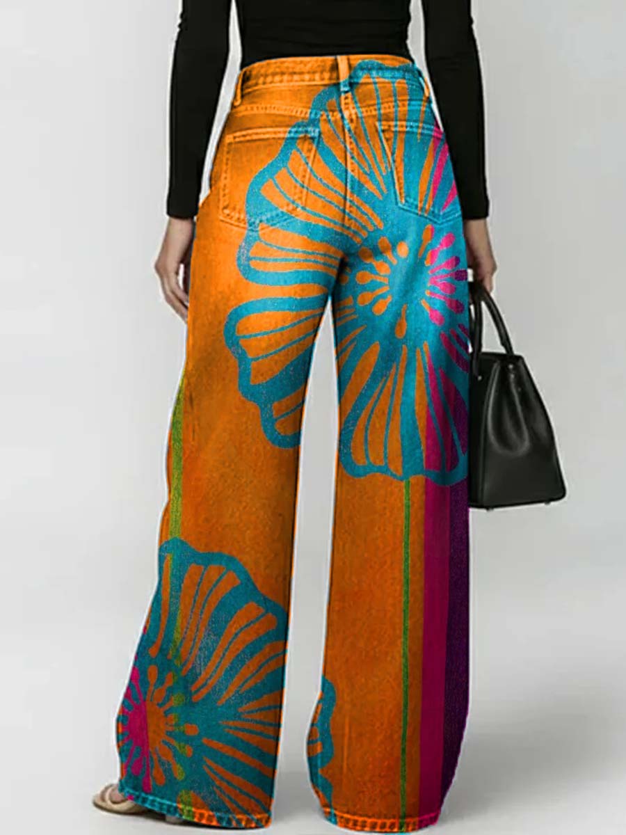 📦📦LAST DAY SAVE 49% ⏰Women's Retro Floral Art Print Casual Stylish Hollow Pants