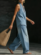 Plus Size Friendly Cozy Minimalist Two-piece Denim Set Spring