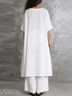 Casual Long Top And Pants Two-piece Set