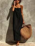 Women's Solid Color Art Casual Chic Loose Long Dress